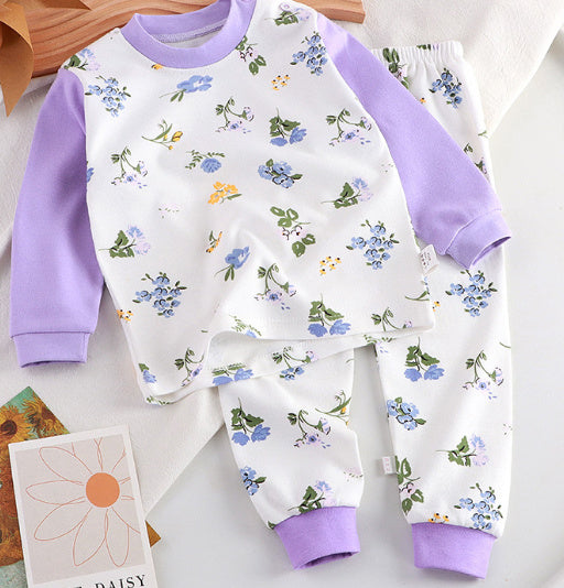 Children's Pure Cotton Cute Printed Autumn Clothes And Pants Set