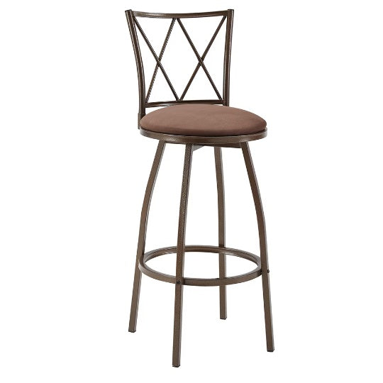 Set of 2 Brown Country-Style Industrial Bar Stools with Footrest