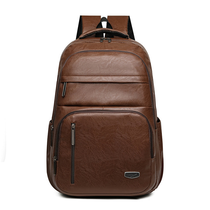 PU Soft Leather Backpack Slim Travel Bag Unisex Solid