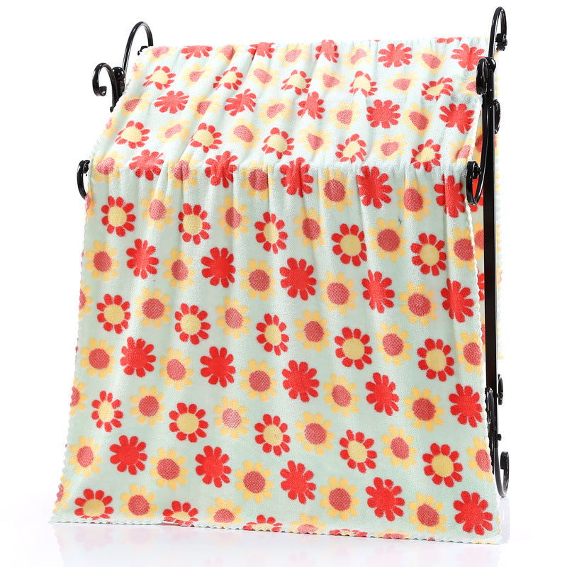 Printed Cartoon Soft Coral Fleece Bath Towel