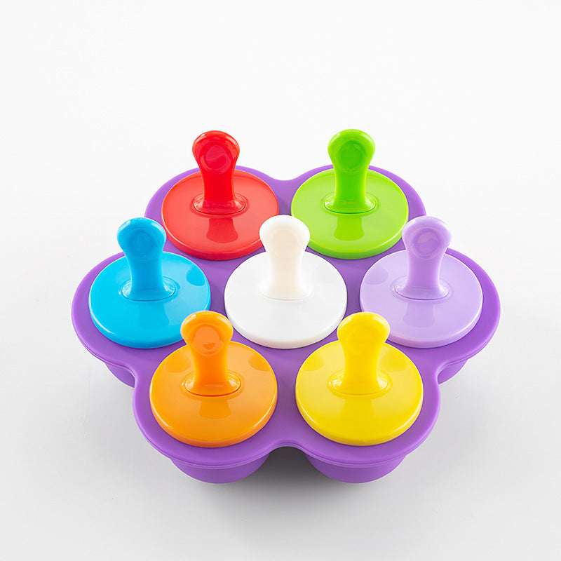 7-Hole Silicone Popsicle Mold – Homemade Ice Cream Tray for Summer Fun