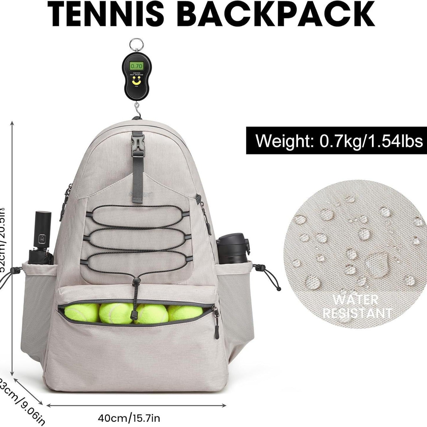 Unisex Polyester Tennis Backpack Solid Shoe Compartment