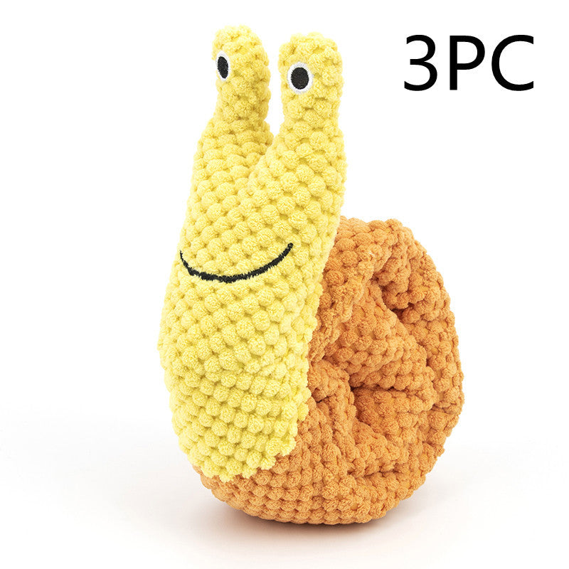 Plush Snail-Shaped Squeaky Dog Snuffle Toy for Treat Dispensing and Brain Enrichment