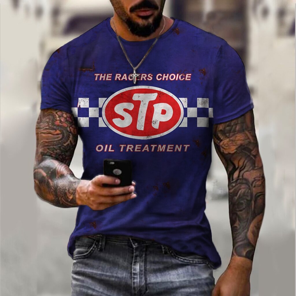Men's Sports Round Neck Slim  Printed T-shirt