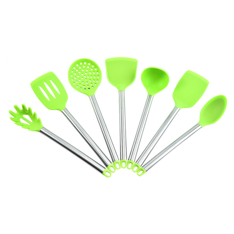7-Piece Stainless Steel & Silicone Kitchen Ware Set – Shovels, Spoons & More