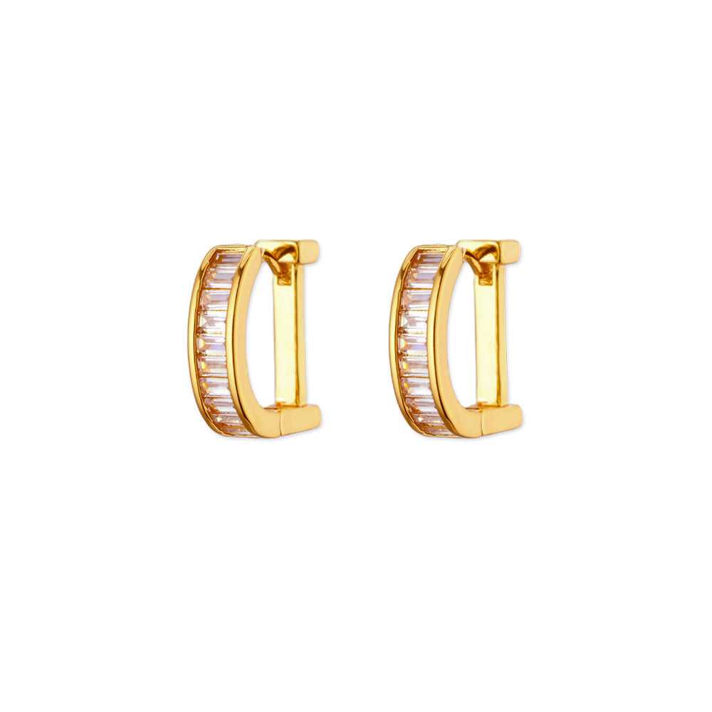Exquisite Geometric Inlaid Zircon Earrings
