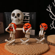 Pumpkin Head Skull Doll Ornaments Home Halloween Layout Props