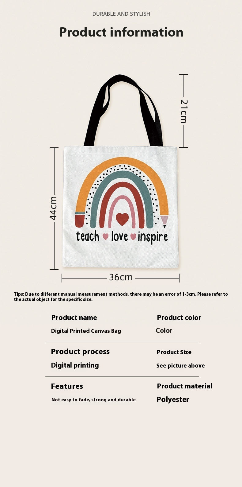 Female Printed Canvas Handbag – Stylish & Durable Tote Bag