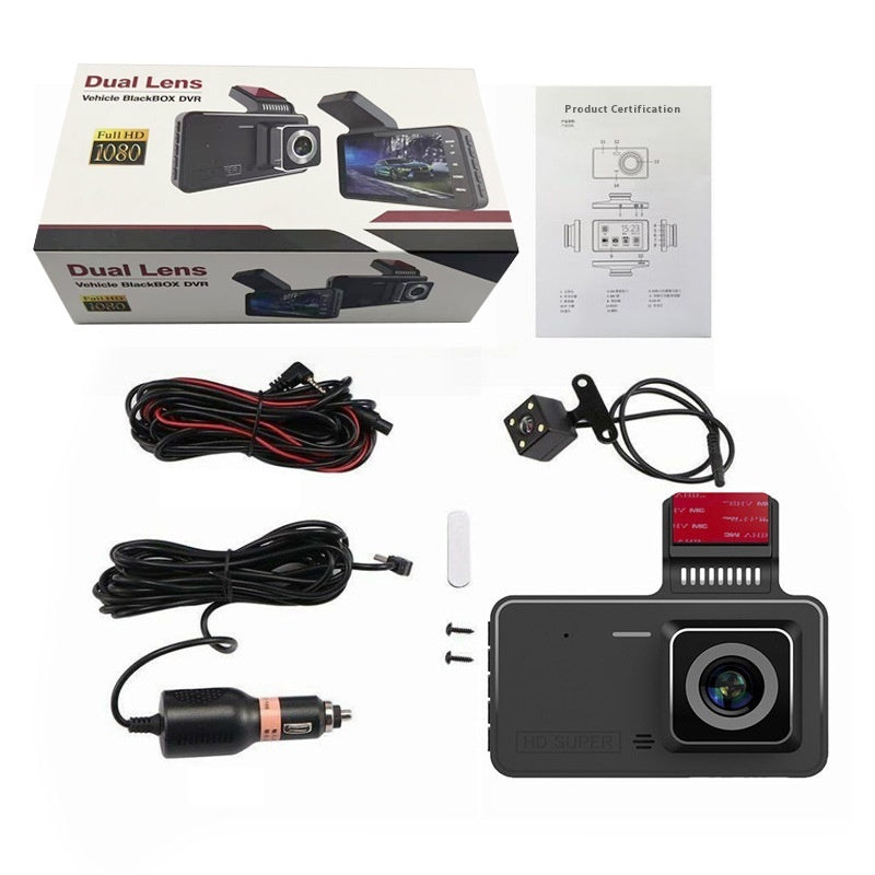 Dual Lens Dash Cam – 4-Inch Night Vision Hidden Recorder