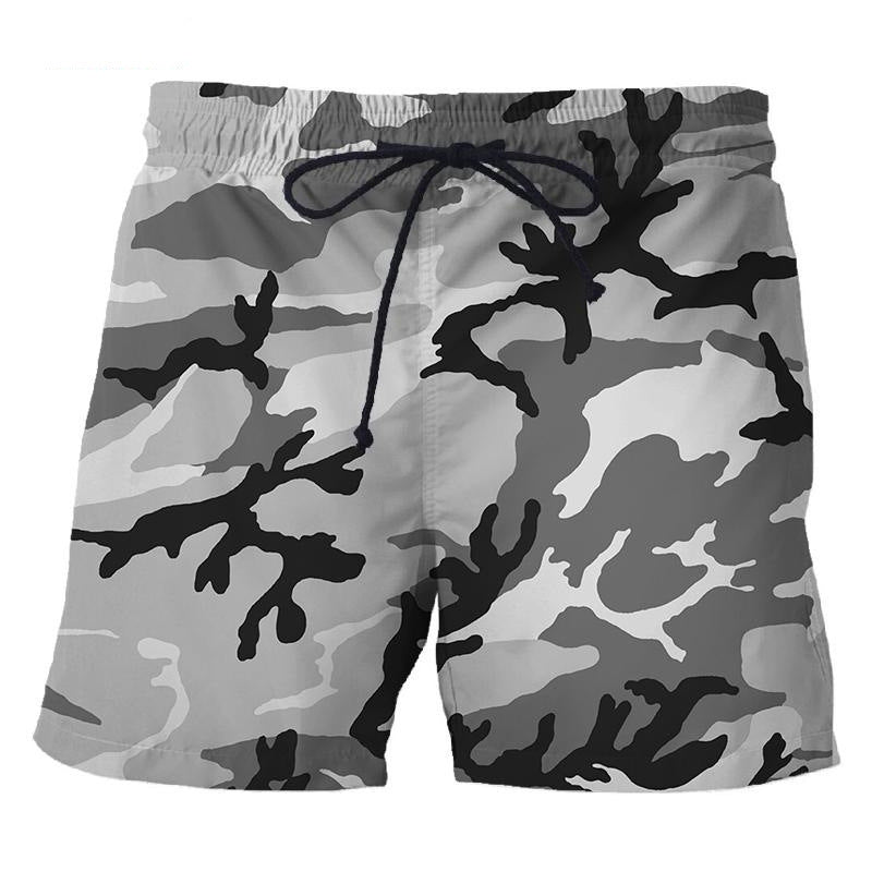 Men's Camouflage Printed Shorts Relaxed Vinylon Fabric