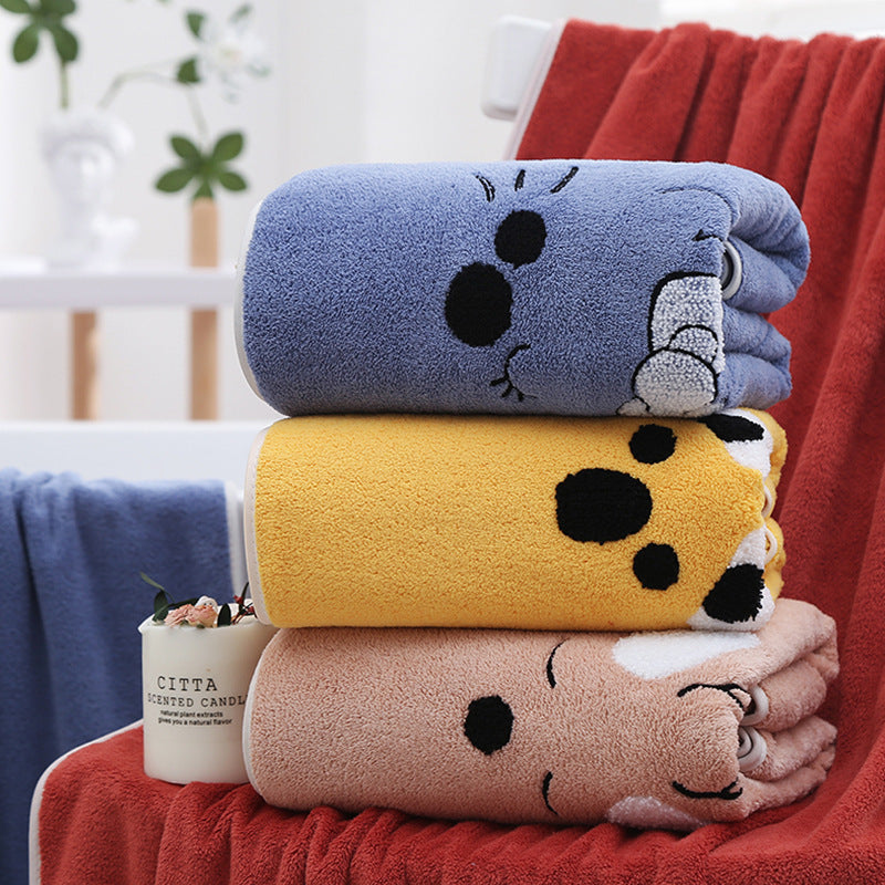 Cute Animal Cartoon Men And Women Household Korean Gifts Coral Fleece Bath Towel