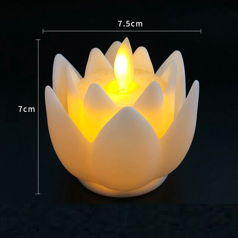 Temple Buddha Front Lotus Lamp Tribute LED Electronic Flower Shape Candle Light
