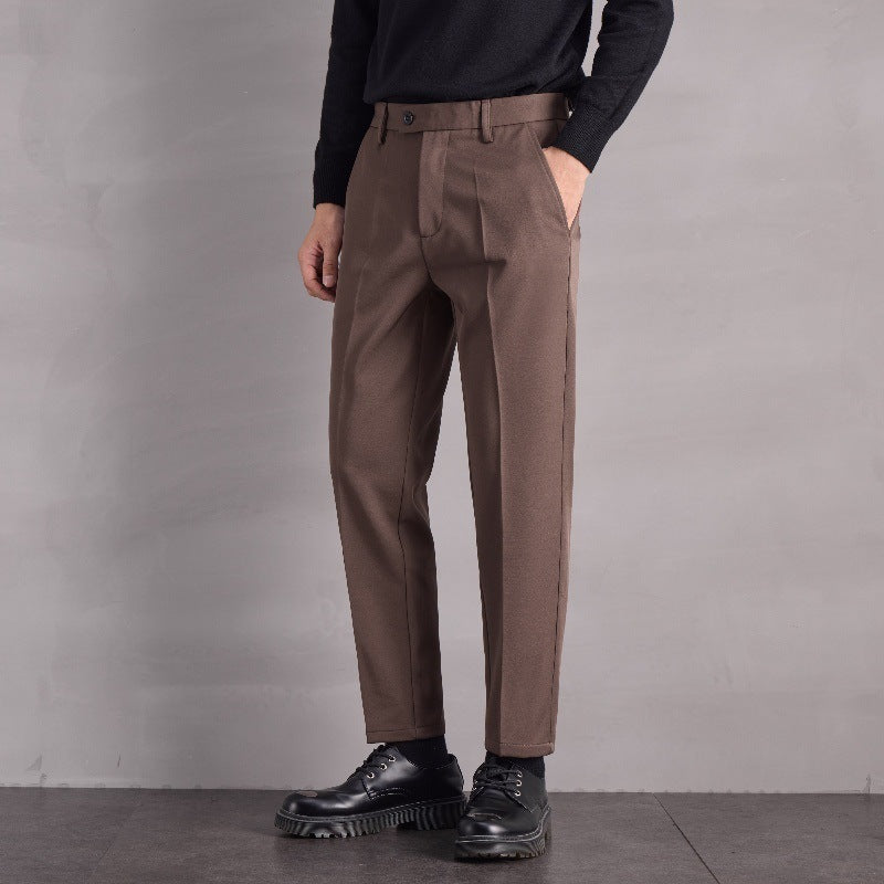 Thin Stretch Business Pants – Loose Wide-Leg Straight Trousers for Men