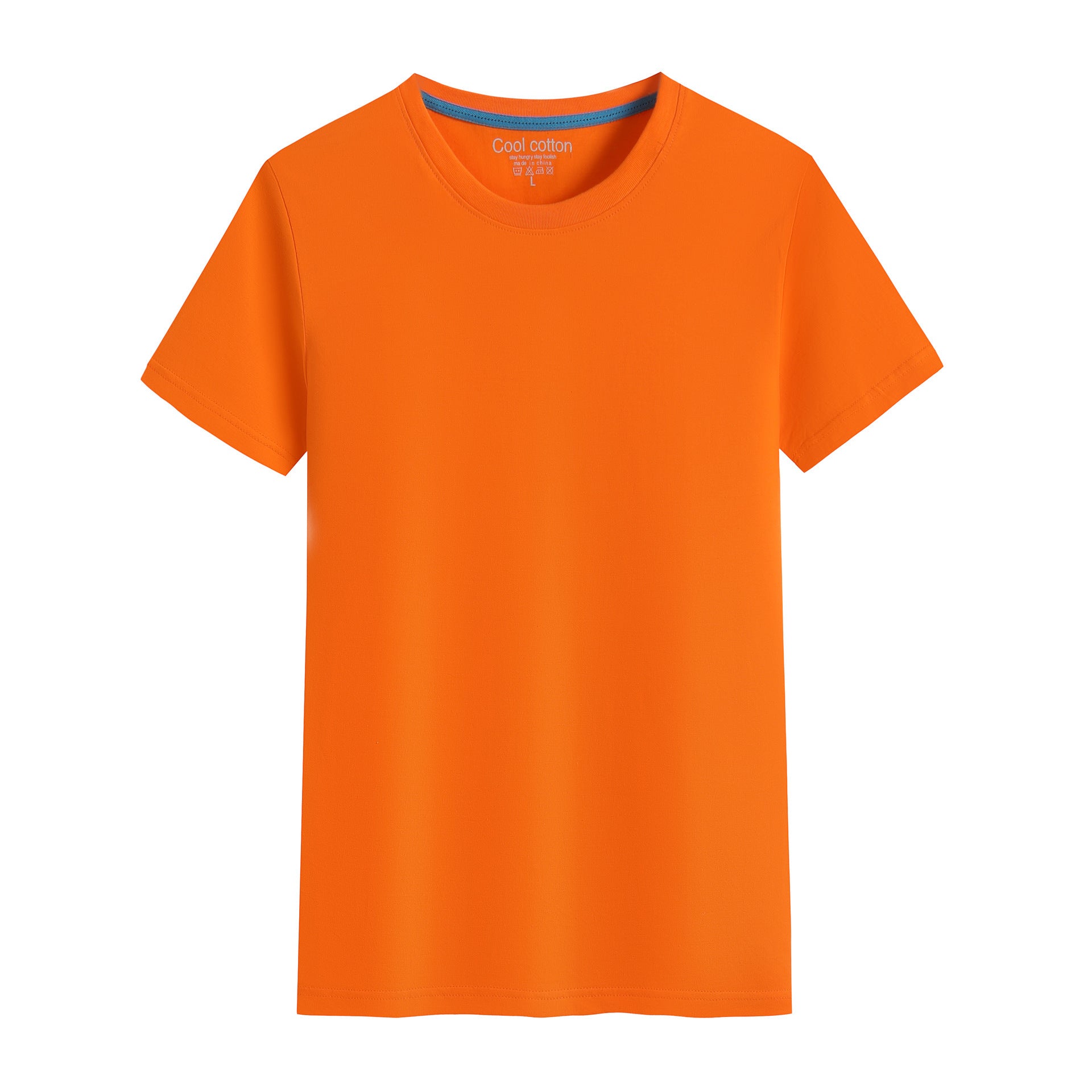 Cotton Blank With No Printed Patterns Round Neck Short T-shirt
