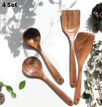 Wooden Spatula Cookware Kitchenware Set – Eco-Friendly Non-Stick Utensils for Cooking & Baking