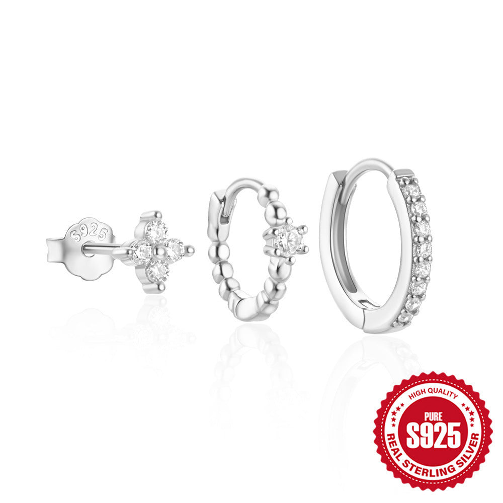 S925 Sterling Silver Classic Ear Ring High-end Temperament Earrings Women's Set