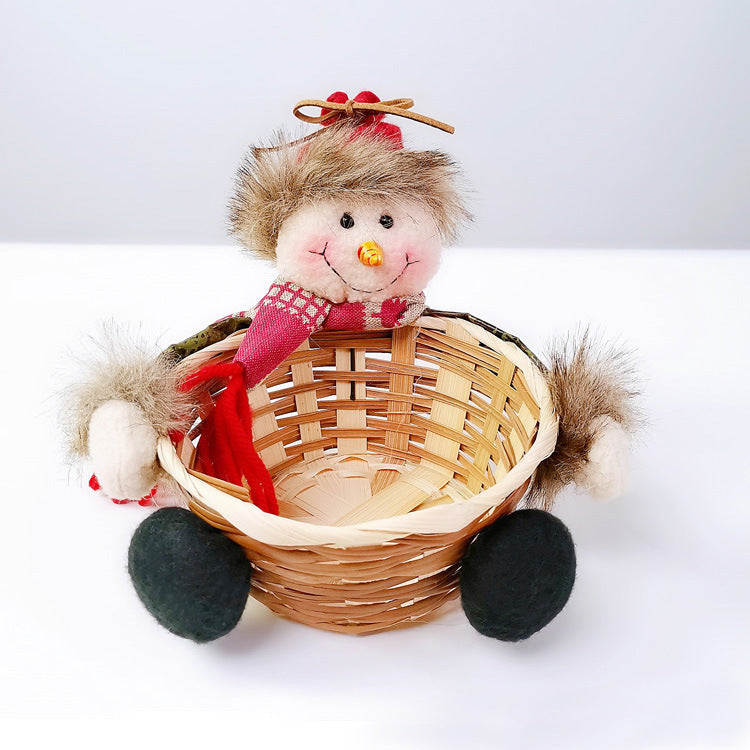 Christmas Decoration Home Storage Basket Santa Snowman Elk Candy Basket
