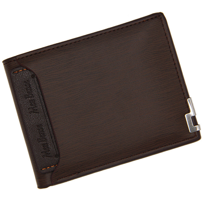 Men's PU Leather Wallet Short Style Iron Edge Casual