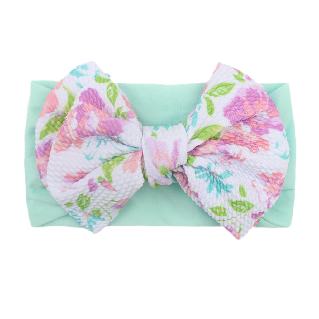 Nylon Bow Hair Band Baby Cute Soft Bow Printed Headband Baby Headscarf