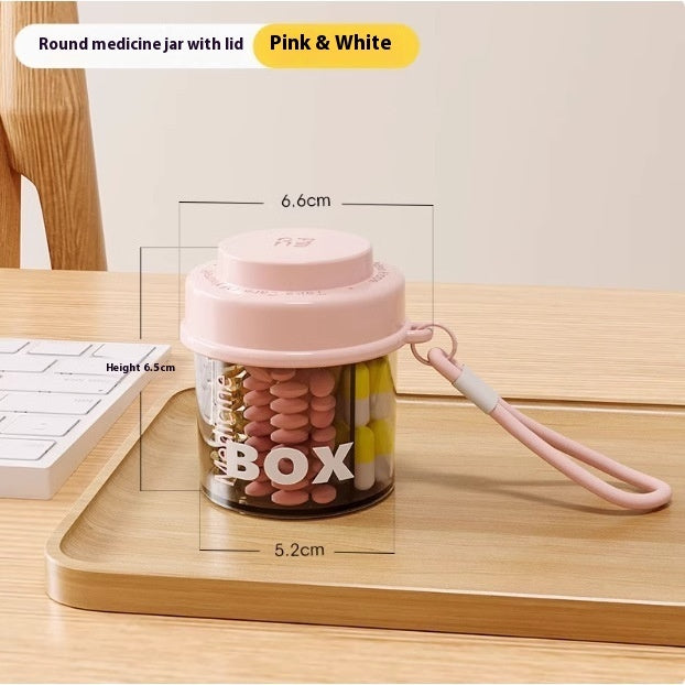 Compartment Round Pill Box Portable Four Divided Storage Box Sealed