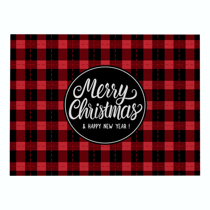 Christmas Series Cotton And Linen Placemat Dining Table Cushion Heat Proof Mat Anti-scald