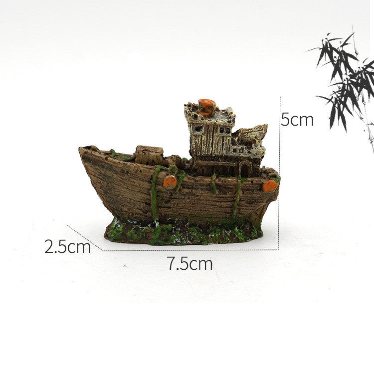 Fish Tank Landscaping Resin Boat Aquarium Decoration