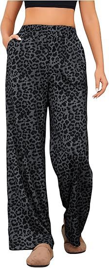 Women's Leopard Print Elastic High Waist Trousers