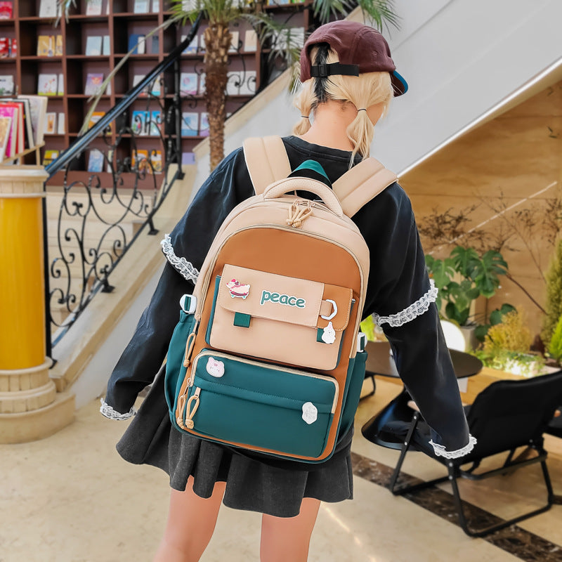 Womens Modern Nylon Lightweight Large Capacity Schoolbag