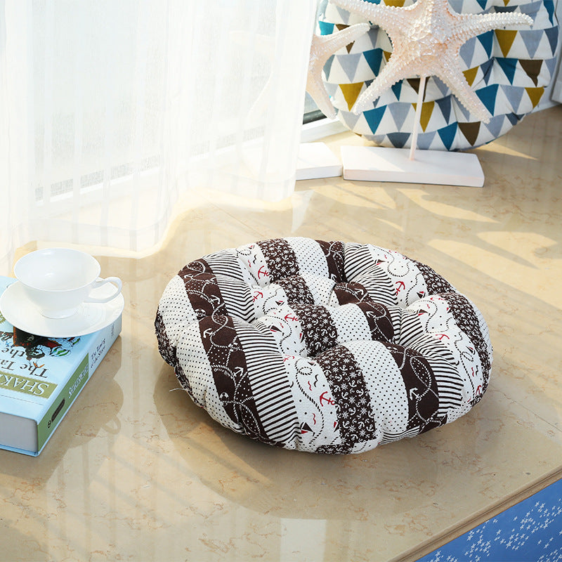 Botanical Flower Pattern Blended Rattan Floor Mat and Chair Seat Cushion