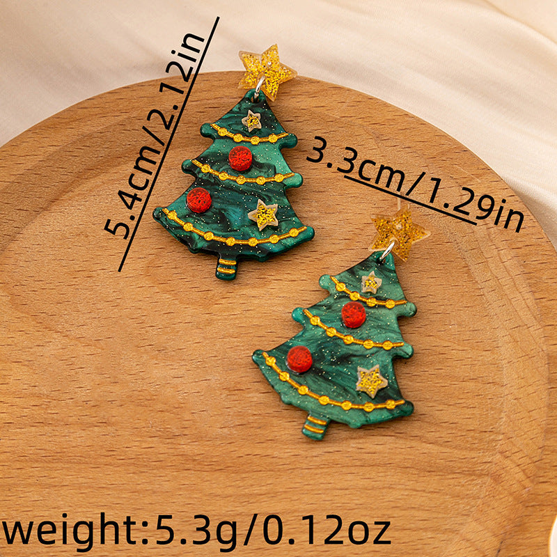 1pair Christmas Earrings Fashion Alpaca Dinosaur Cactus Gingerbread Acrylic Earrings Holiday Party Jewelry