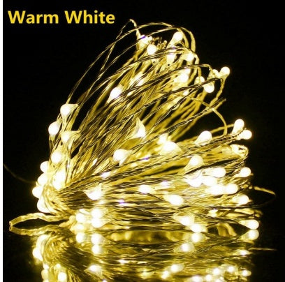 LED Copper Wire String Lights with Button Battery Box Indoor Holiday Christmas Decoration