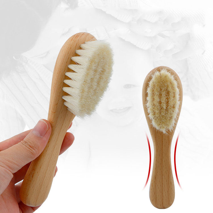 GentleCare Baby Wool Brush Set – Soft Shower Brush & Comb Kit for Newborn Bathing