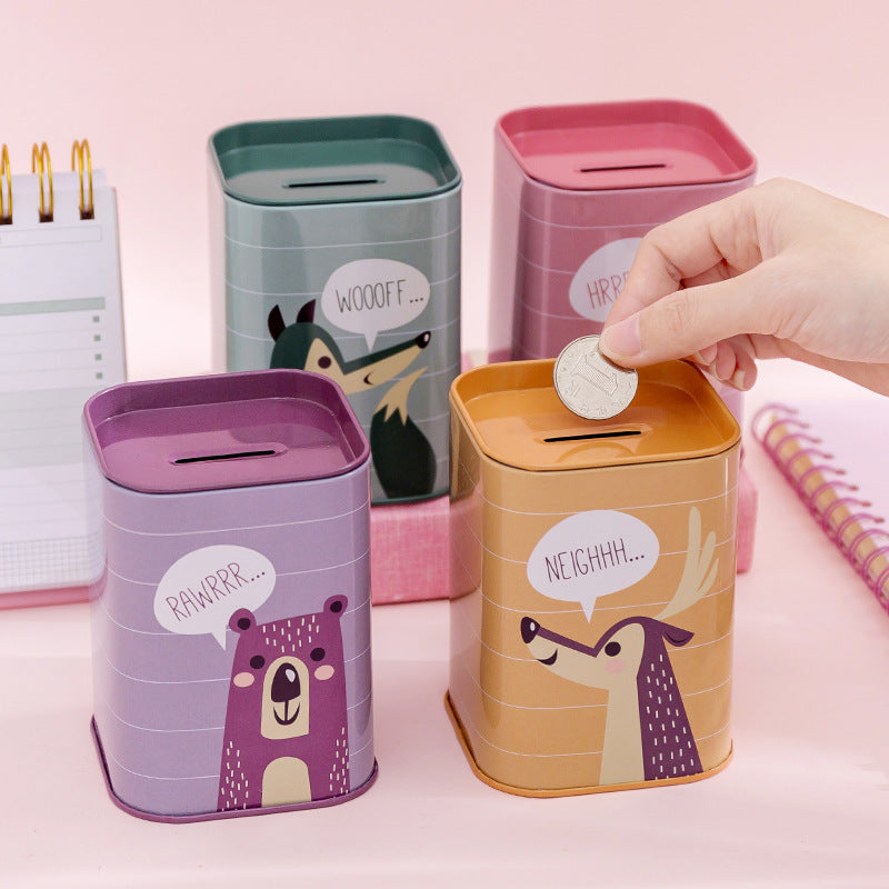 Square Metal Tinplate Piggy Bank