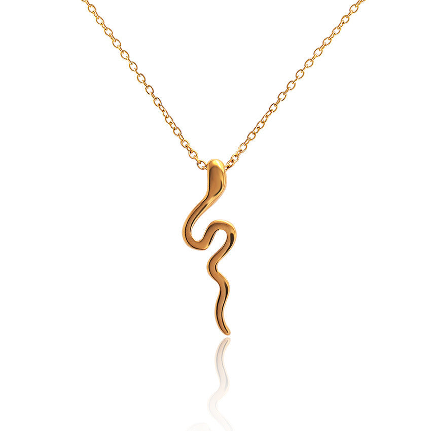 Popular Geometric Irregular Glossy Ring Snake Pendant Clavicle Chain