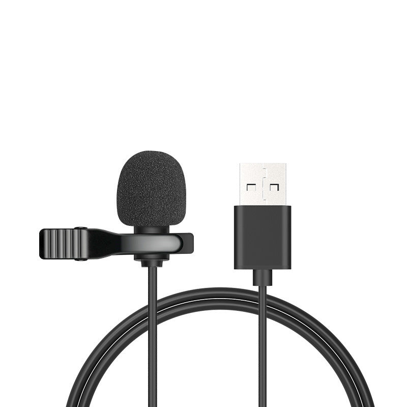 Metal Lavalier One-point Two-amplifier Microphone Mini Live Recording Collar Clip Earphone Microphone