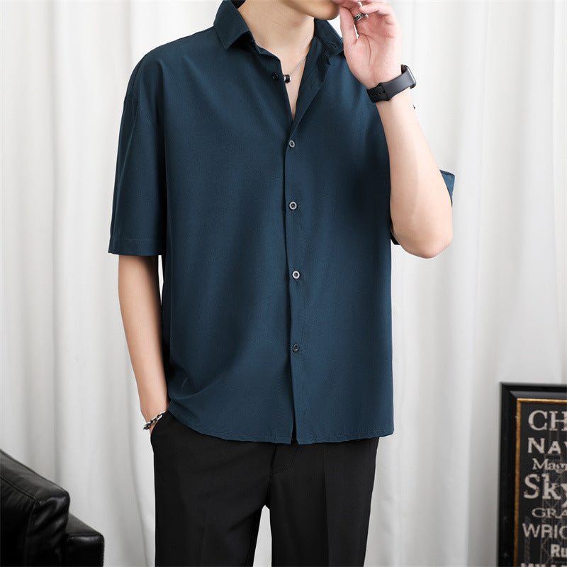 Men's Fashion Casual Loose Solid Color Shirt