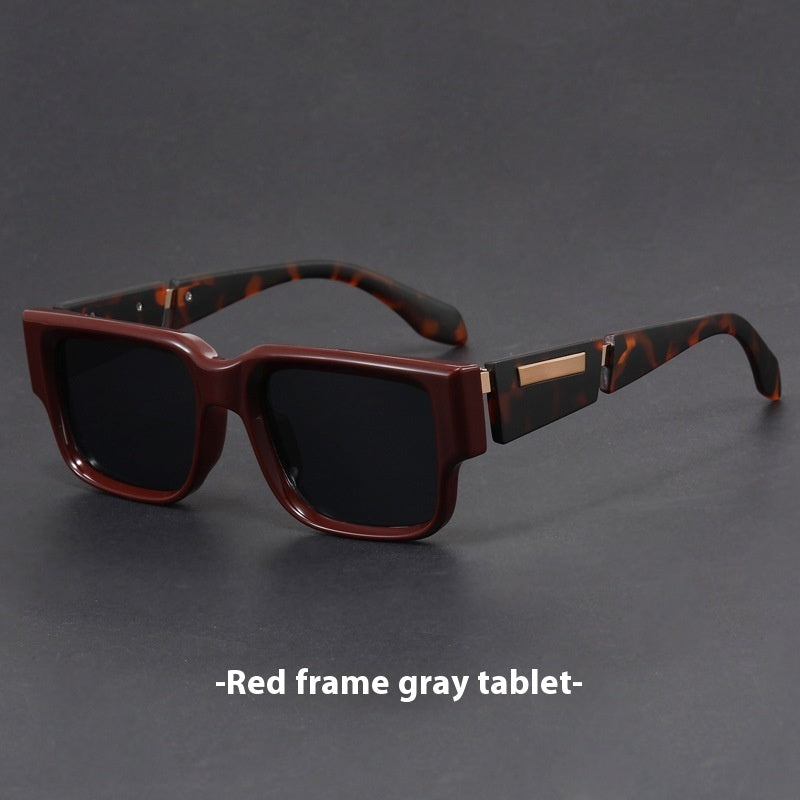 Gray Blue Square Thick Frame UV-Proof Retro Sunglasses