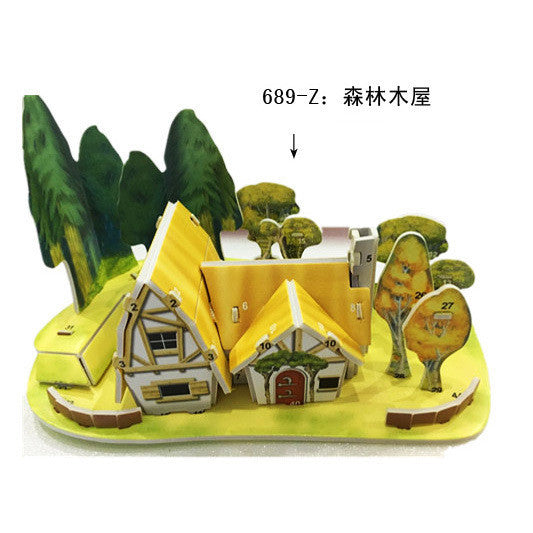 Children's 3D Three Dimensional Puzzle Paper Educational Toys Diy Building Hut