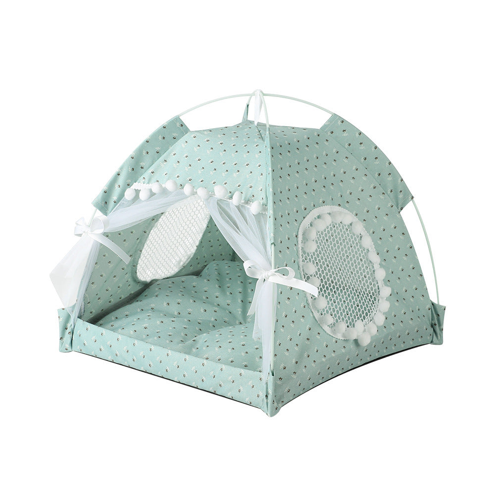 Cat Nest Kennel Summer Semi-closed House Mat Foldable Outdoor Pet Tent