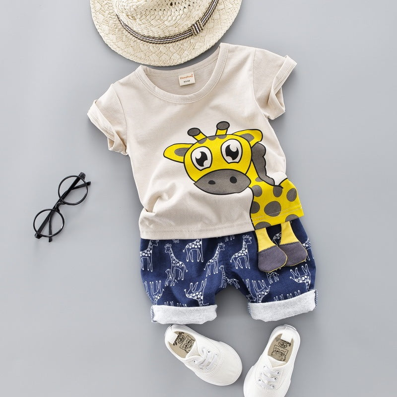 Boy's Cartoon Cute T-shirt Two-piece Set