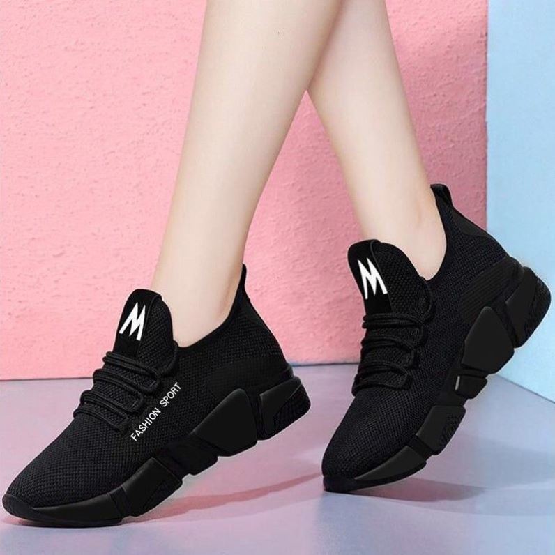 Women's Casual Lace Up Sneakers With Thick Heels Mesh