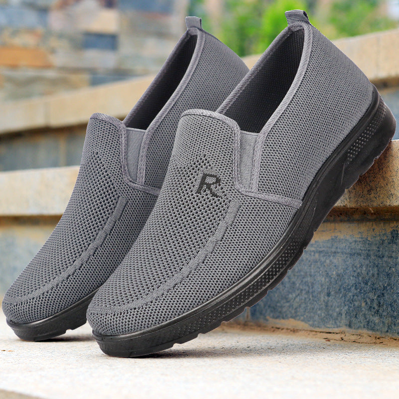 Polyurethane Men's Flying Woven Shoes Slip-on Soft Bottom