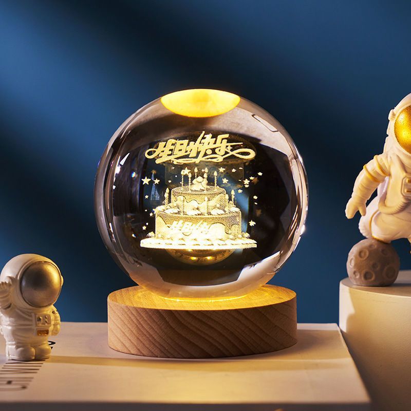 Luminous Starry Sky Moon and Planets Crystal Ball Night Lamp Projection Light