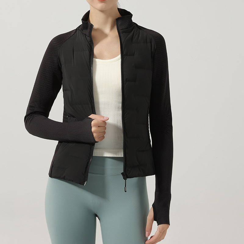 Women’s Lightweight Down Sports Jacket – Thermal Slim Fit Training Coat