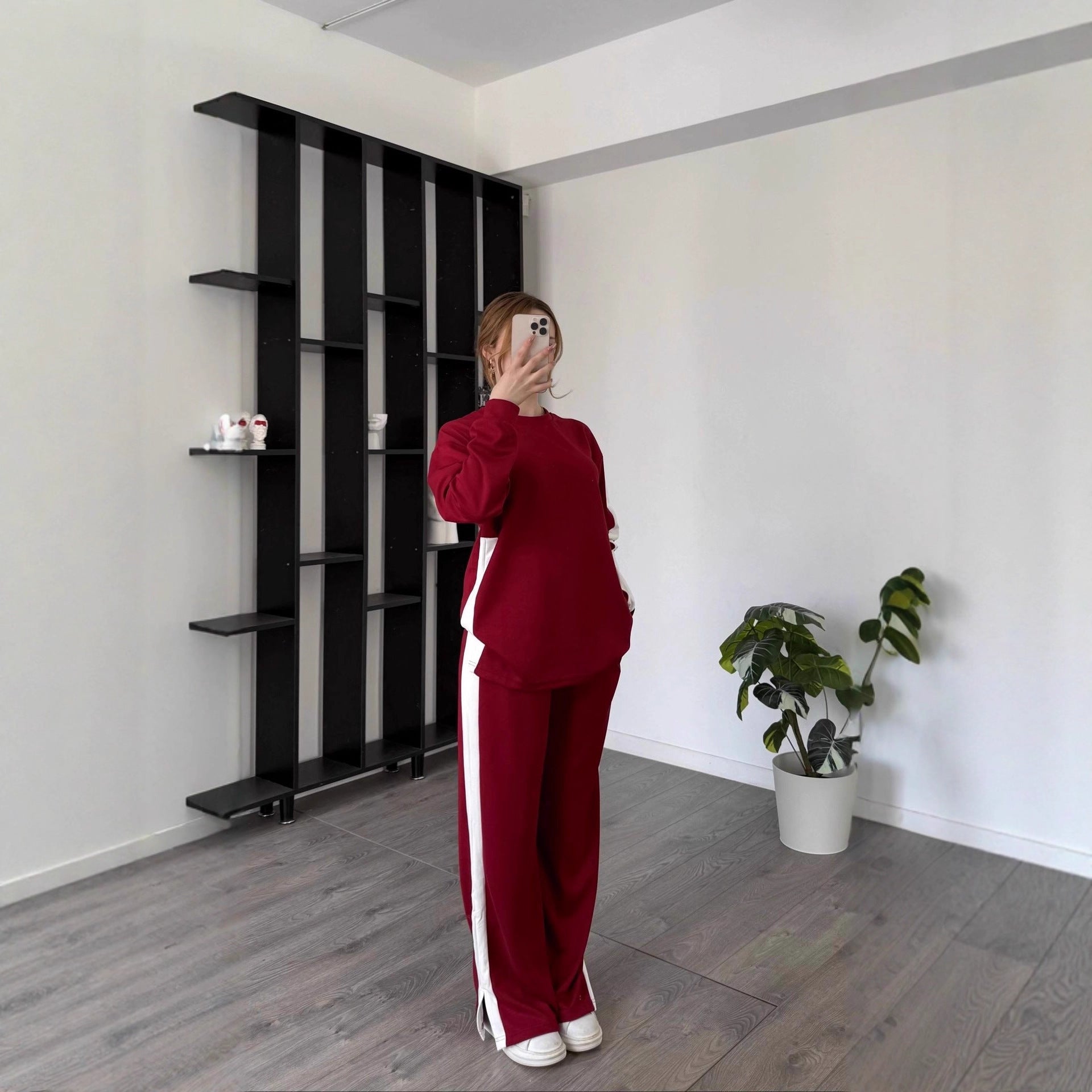 Unisex Polyester Color Block Relaxed Suit With Contrast