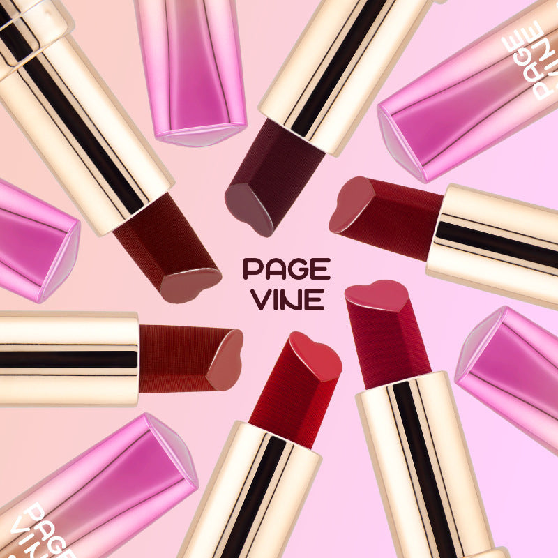 Six-color Heart-shaped Matte Lipstick Easy To Color And Moisten