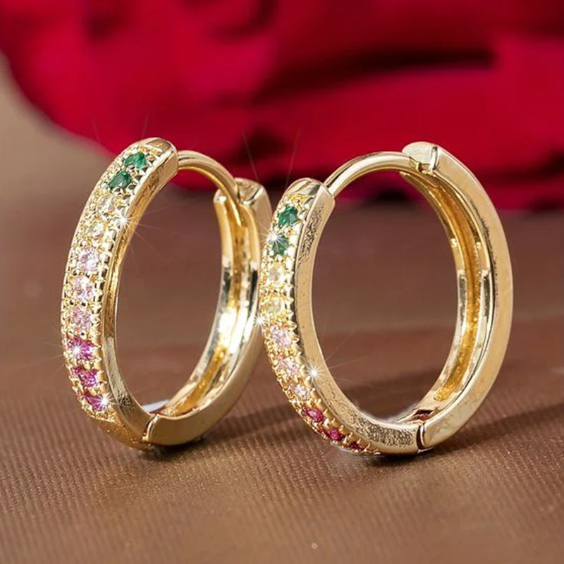 Women's Copper Zircon Gemstone Geometric Statement Earrings