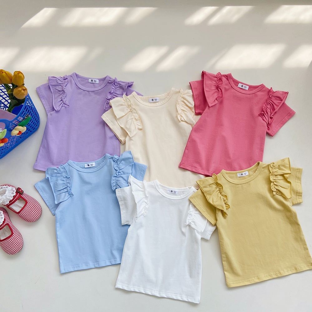 Children's Ruffled Flounced Sleeve T-shirt