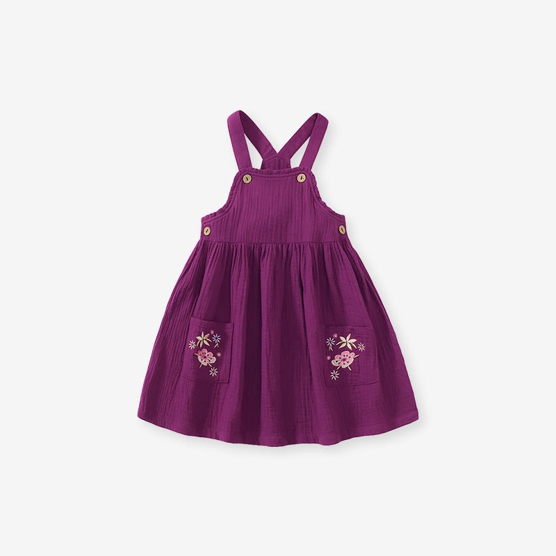 Girls' Shoulder Strap Dress European And American