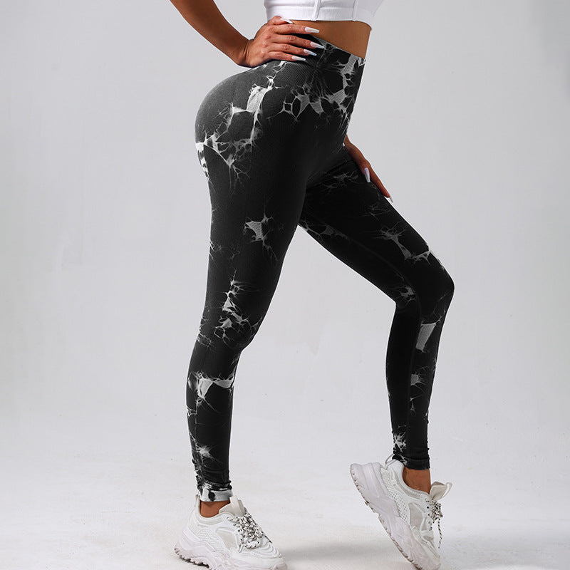 Tie-Dye High-Waist Yoga Pants – Breathable Compression Workout Leggings